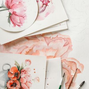 Pink flower watercolor painting